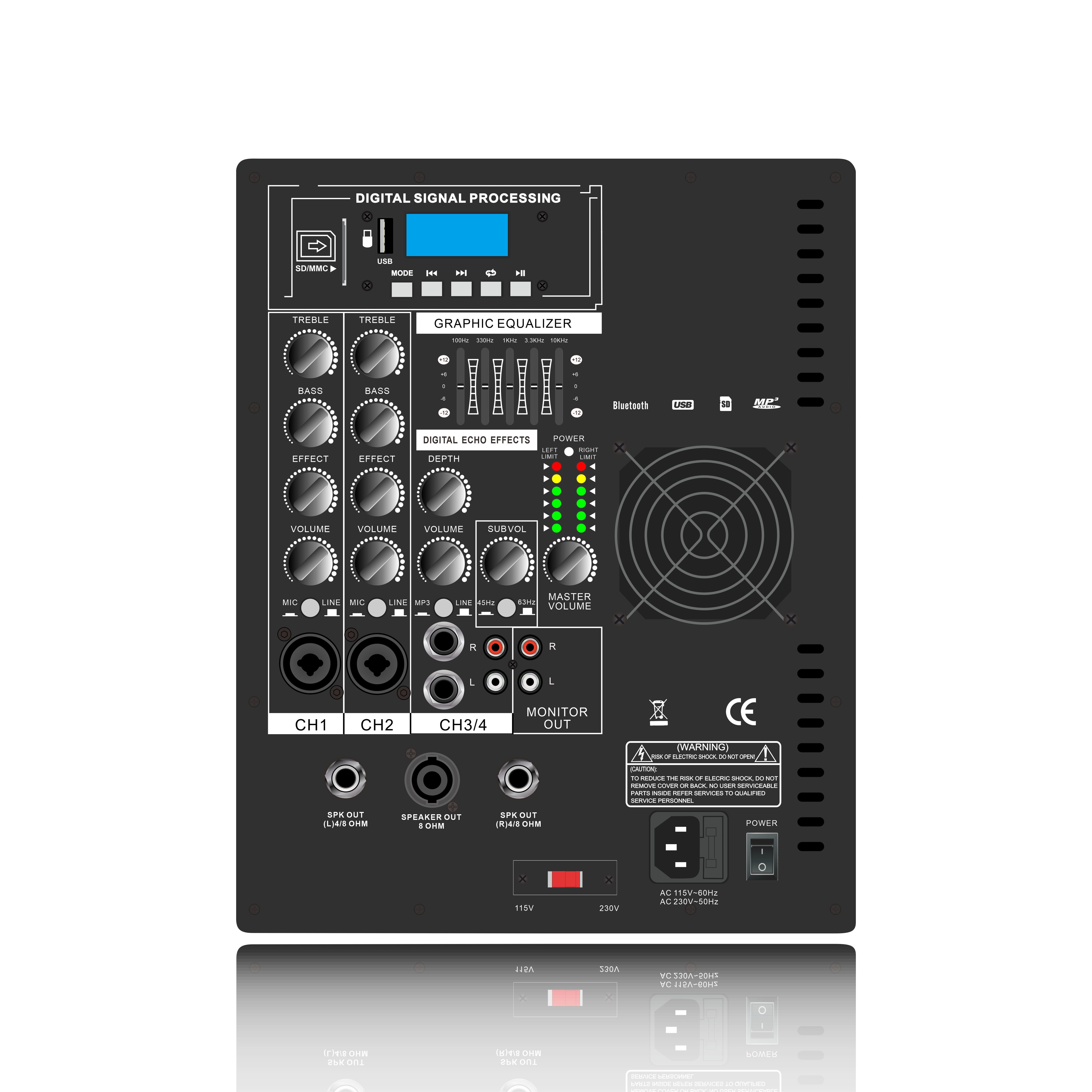 EON206SUB Hat Dizili Hoparlör Sistemi Güç Amplifikatörü 2.1-2.2