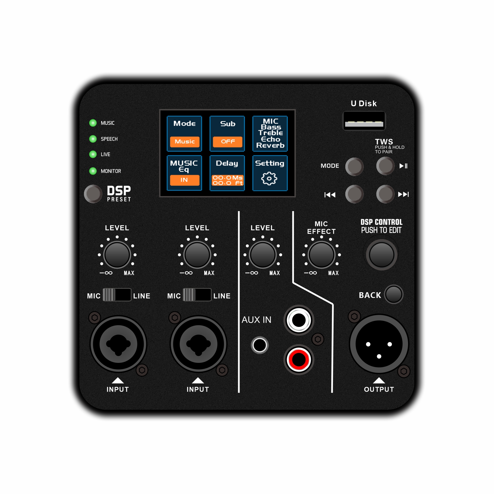 DSP2507 Tam Aralıklı Renkli Ekran DSP Aktif Hoparlör Amplifikatörü
